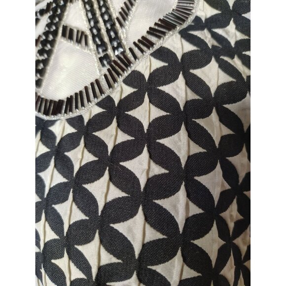 Iren Klairie Black & White Dress, Size 8-10 (Euro 40), Geometric Pattern, Beaded - Picture 3 of 8